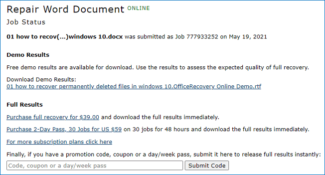 officerecovery에서 정식 버전 다운로드