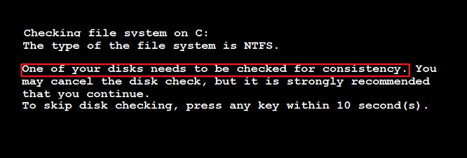 디스크 중 하나를 검사해야 합니다