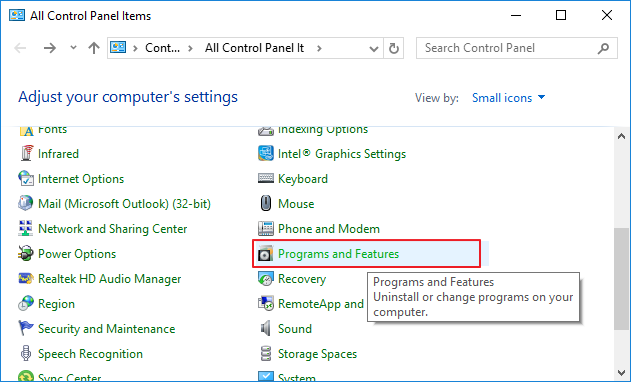 열린 프로그램 및 기능