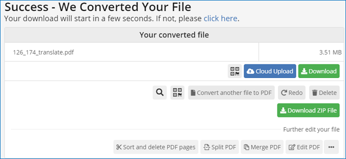 pdf2go에서 PDF 파일을 성공적으로 복구했습니다.