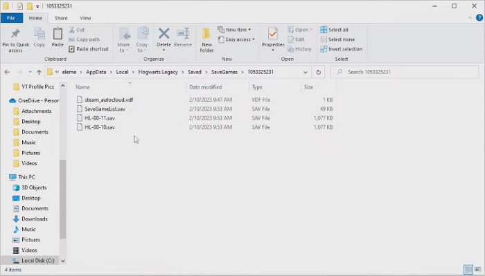 로컬 드라이브에서 손실된 호그와트 레거시 데이터를 복구하는 방법 -2