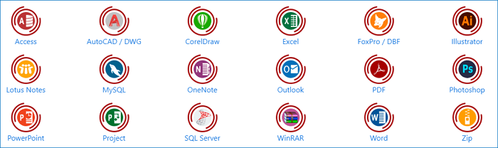 복구 도구 상자의 지원되는 파일 형식