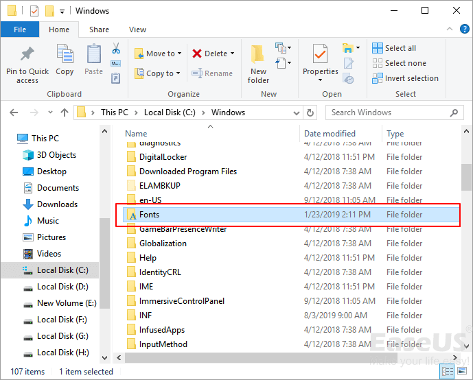 PC에서 Windows 글꼴을 찾습니다.