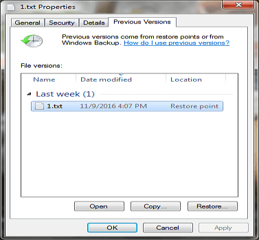 이전 버전에서 Windows 파일 복원