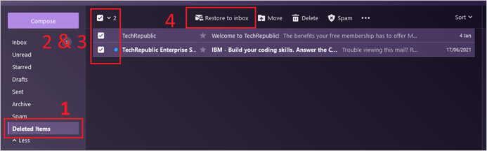 받은 편지함1로 복원