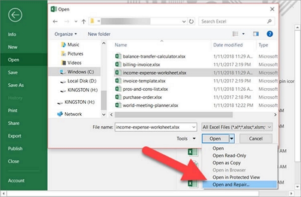 자동 복구를 실행하여 Microsoft Excel에서 데이터 오류를 붙여넣을 수 없음 수정