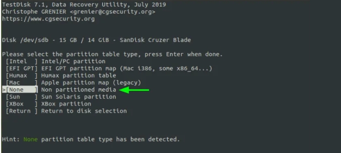 디스크 파티션 선택
