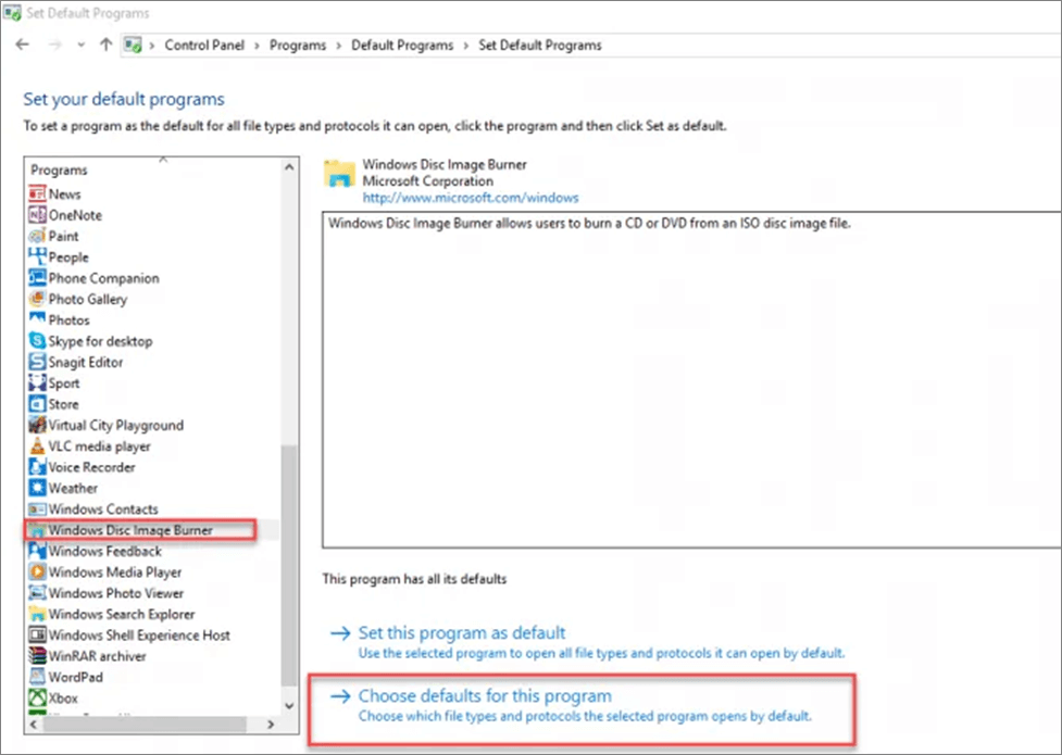 기본 프로그램 설정
