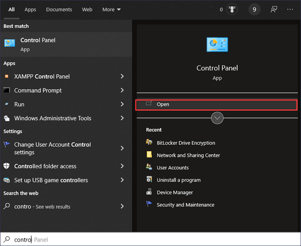 숨김 파일 표시 - 제어판 열기