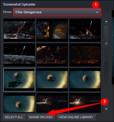 스팀 스크린샷이 디스크에 표시됩니다.