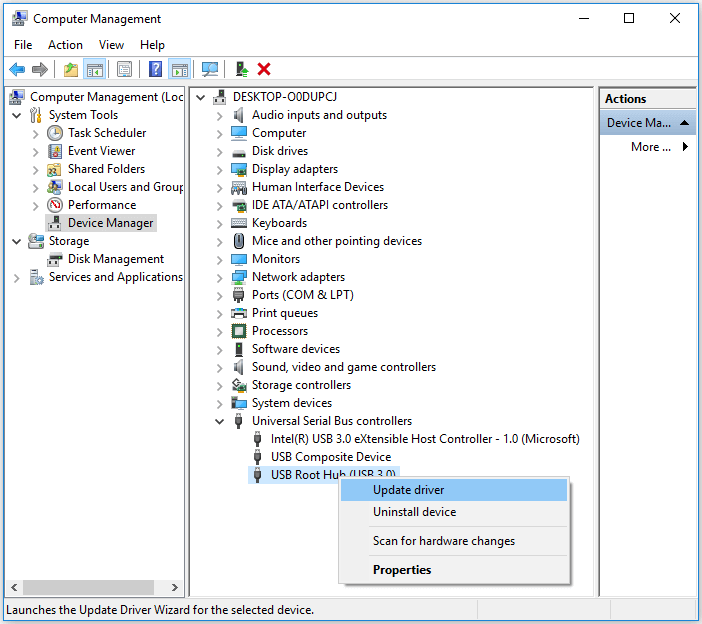 USB 포트 드라이버 업데이트