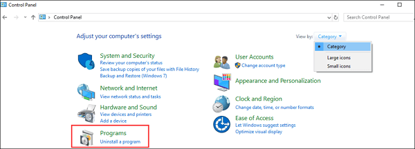 제거 옵션 찾기