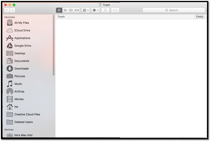 휴지통 폴더 열기
