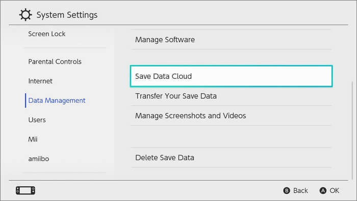 NS에서 데이터 관리 선택