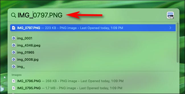 Spotlight에서 파일 검색