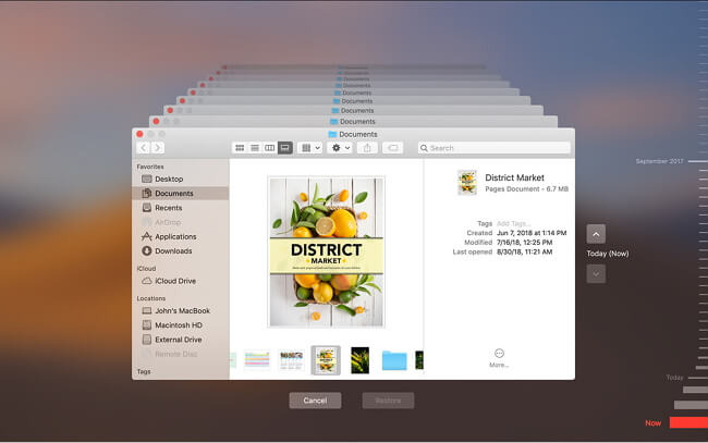 Time Machine 백업 파일 복원