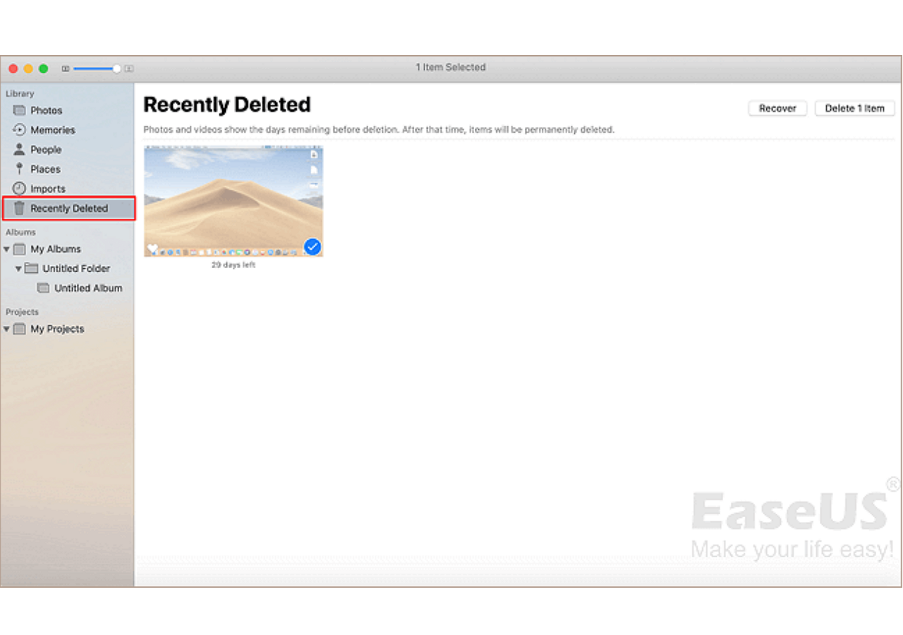 사진 앱 1단계로 Mac에서 삭제된 사진 복구