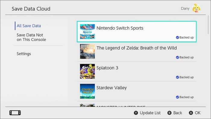 NS에서 저장 데이터 다운로드