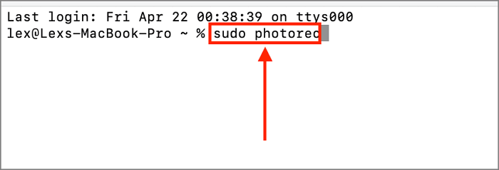터미널로 photorec 실행