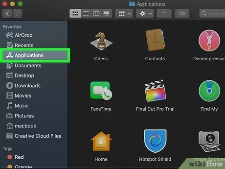 응용 프로그램을 클릭