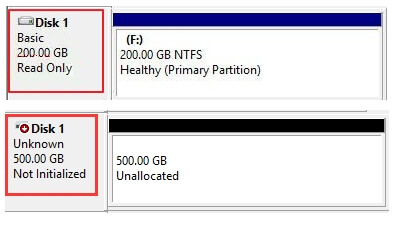 디스크 관리에서 초기화할 수 없는 디스크 레이아웃