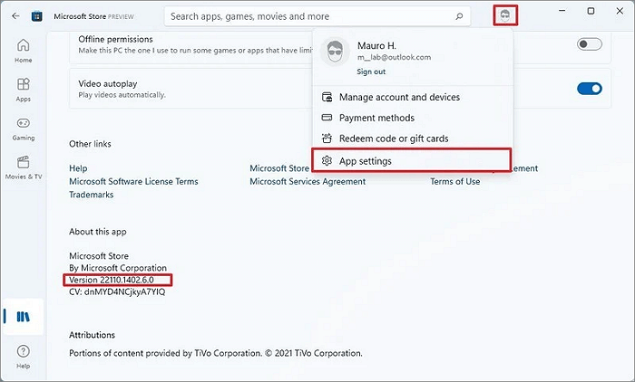 Microsoft Store 버전 확인