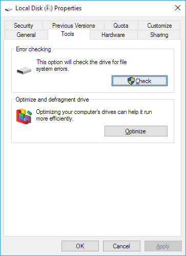 SSD 오류를 확인하는 Windows 속성