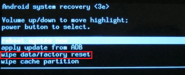 데이터 지우기 선택