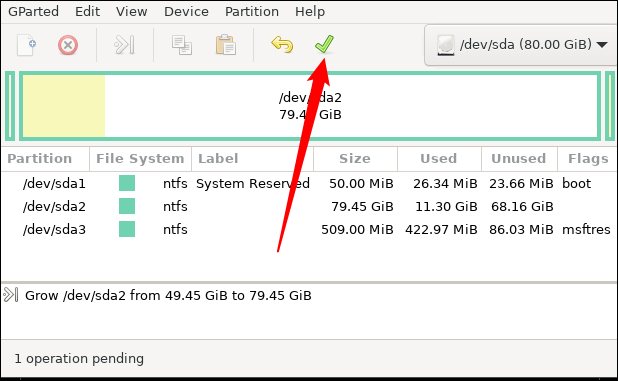 녹색 체크를 클릭하세요