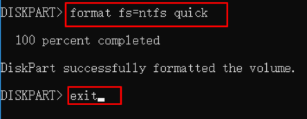 DiskPart 명령 프롬프트를 닫습니다.