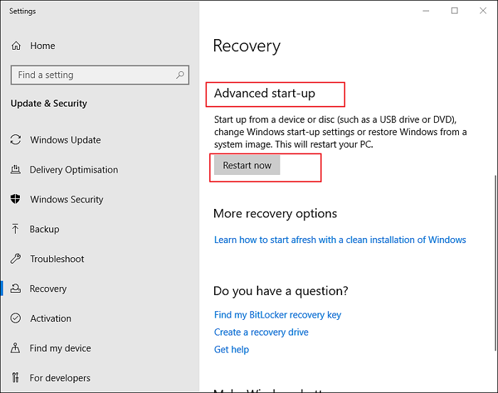 지금 다시 시작 버튼을 클릭