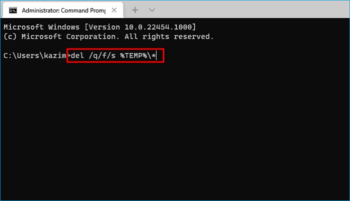 명령을 입력합니다. Enter 키를 누릅니다.
