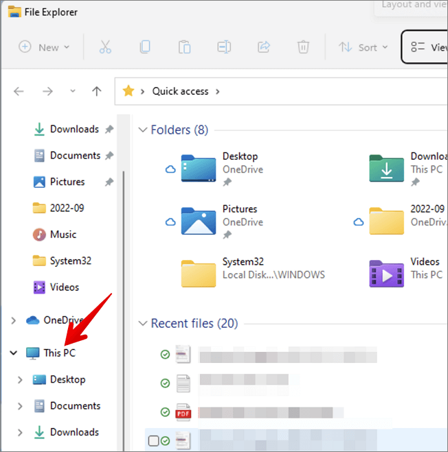 이 PC를 통해 파일 탐색기 열기