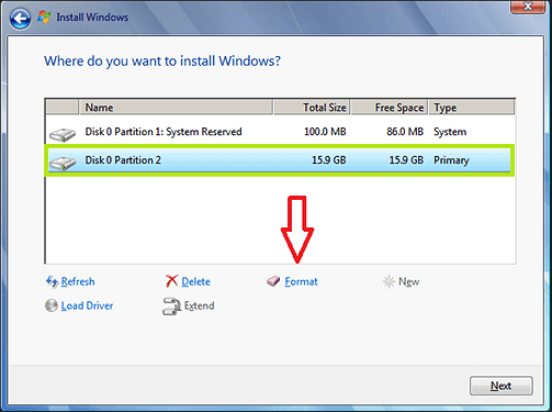 Windows 설치 시 0x80070057 오류가 있는 형식 파티션 수정