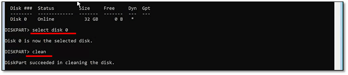 diskpart에 0x80070057 오류가 있는 디스크 정리