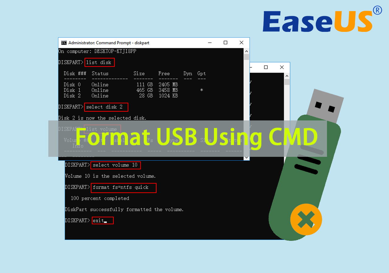 Format USB using CMD