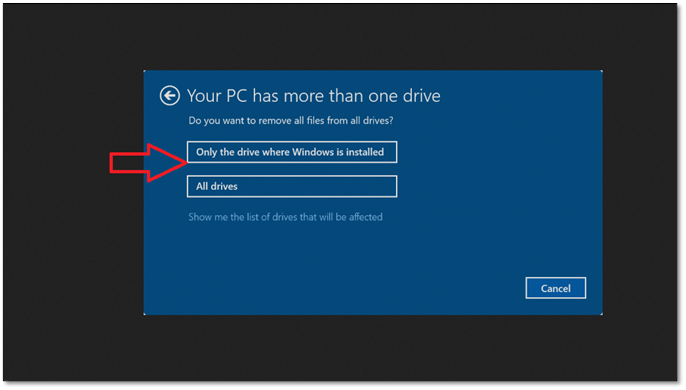 윈도우가 설치된 곳만 클릭
