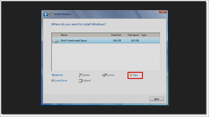 새로 만들기를 누르세요
