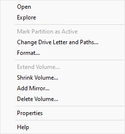 디스크 관리 Windows 11에서 파티션을 마우스 오른쪽 버튼으로 클릭