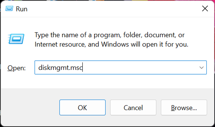디스크 관리를 엽니다