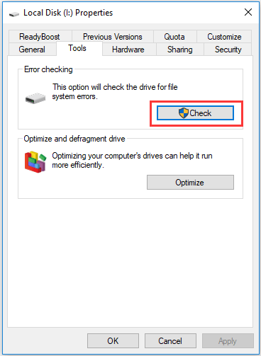 실행 중인 디스크 스캔