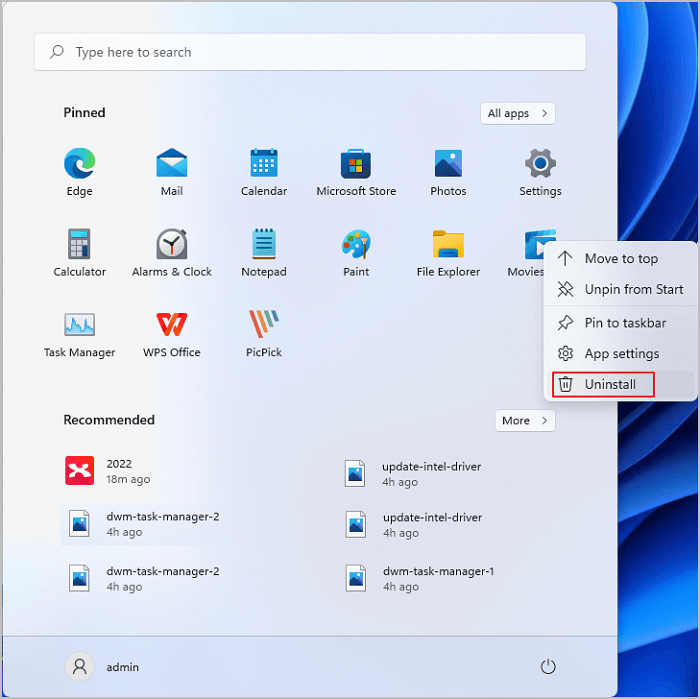 시작 메뉴에서 bloatware 제거