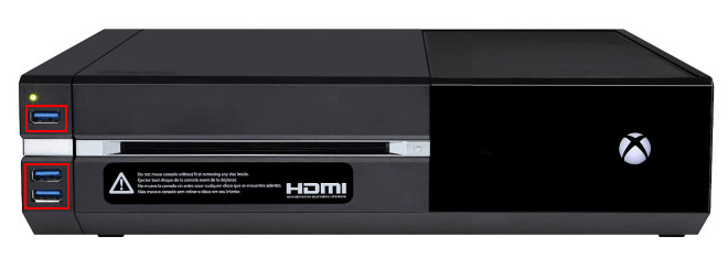 Xbox One 모델에서 USB 포트 찾기