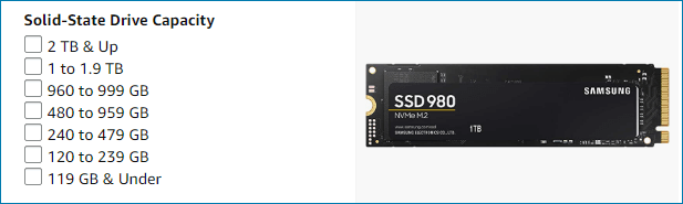 Amazon의 SSD 용량