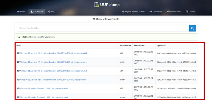 Windows 11 22H2 Insider Preview 빌드 선택