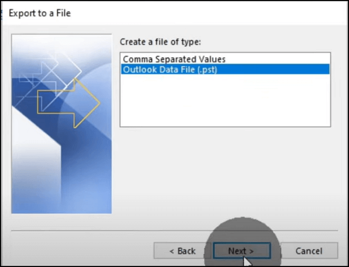 아웃룩 데이터 파일 선택