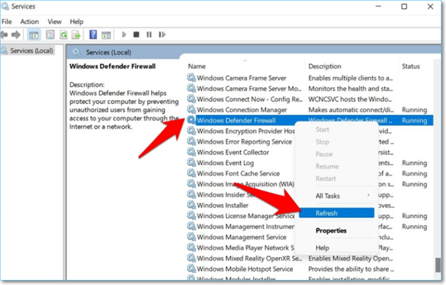 새로 고침 선택