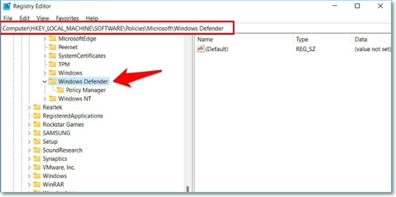 윈도우 디펜더를 선택