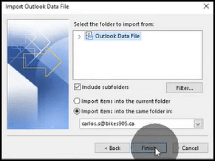 완료를 클릭하여 복원 시작