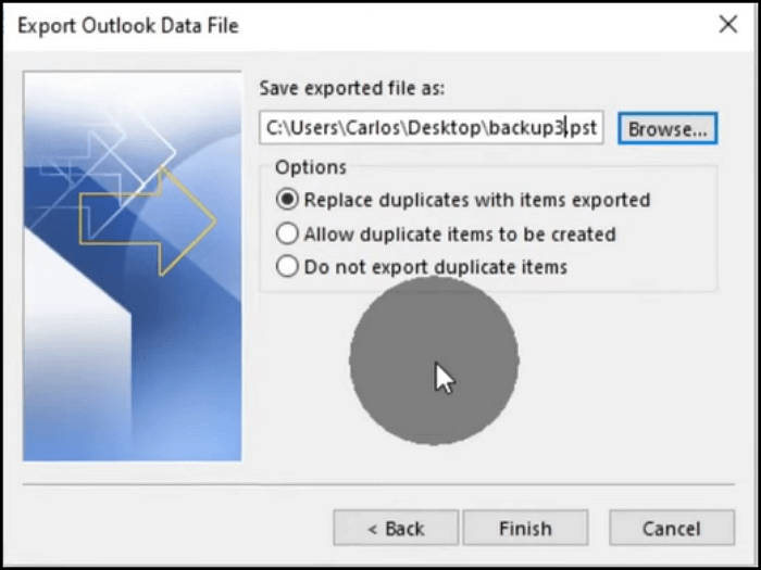 완료를 클릭하여 백업을 시작하십시오